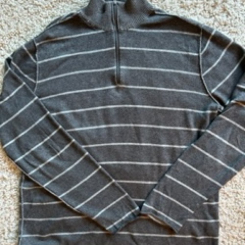 Men’s Calvin Klein Jeans 1/4 Zip Sweater L Grey striped